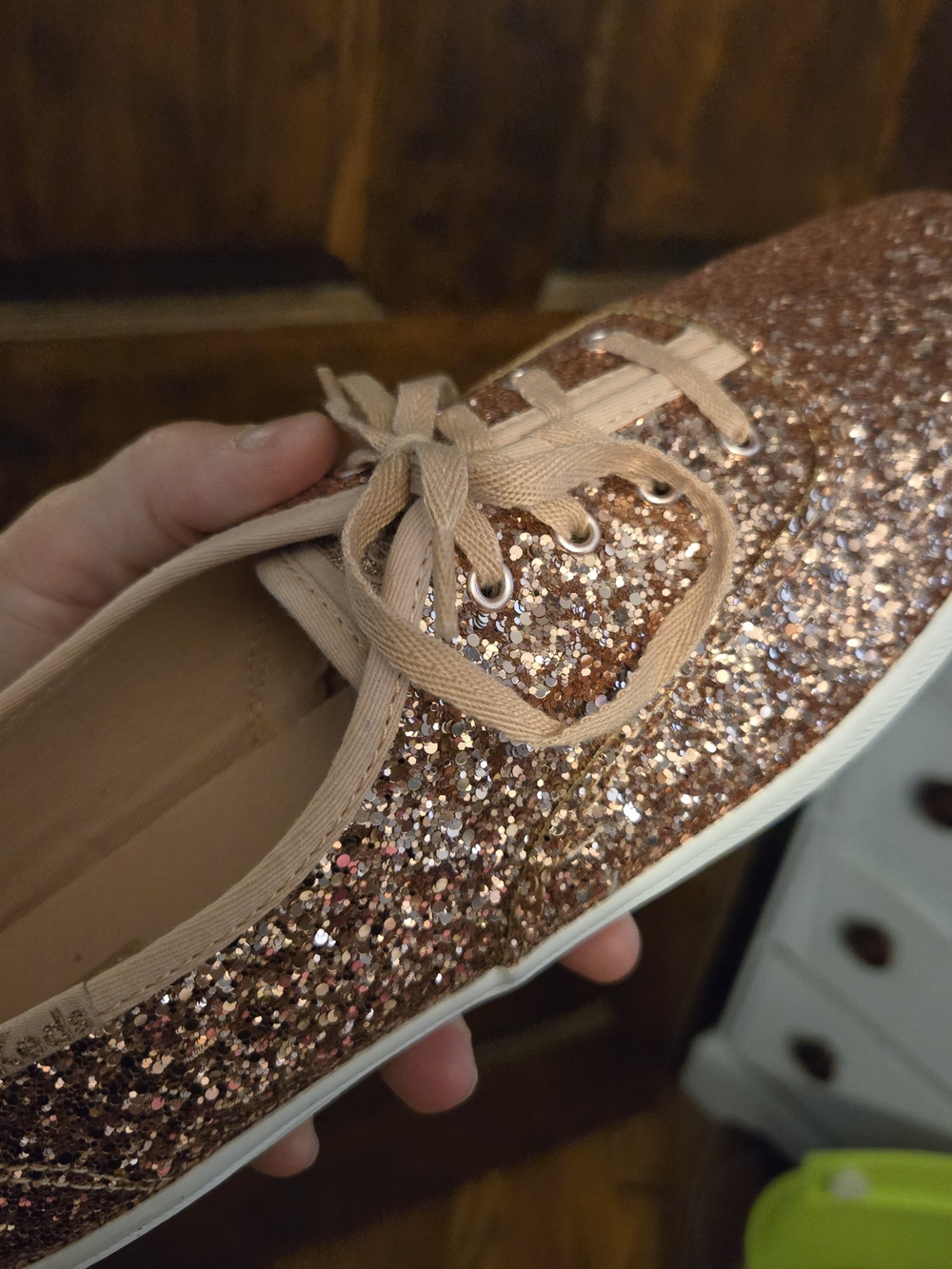 Keds Rose Gold Glitter Lace-Up Sneakers - Picture 2 of 5